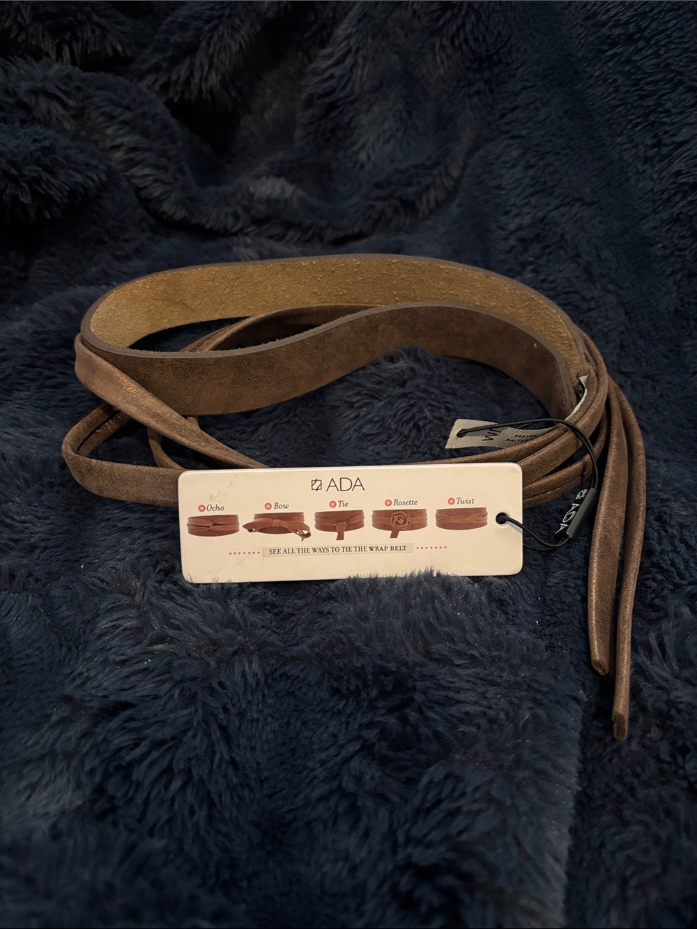 Ada Women Double-Wrap Suede Belt in Brown